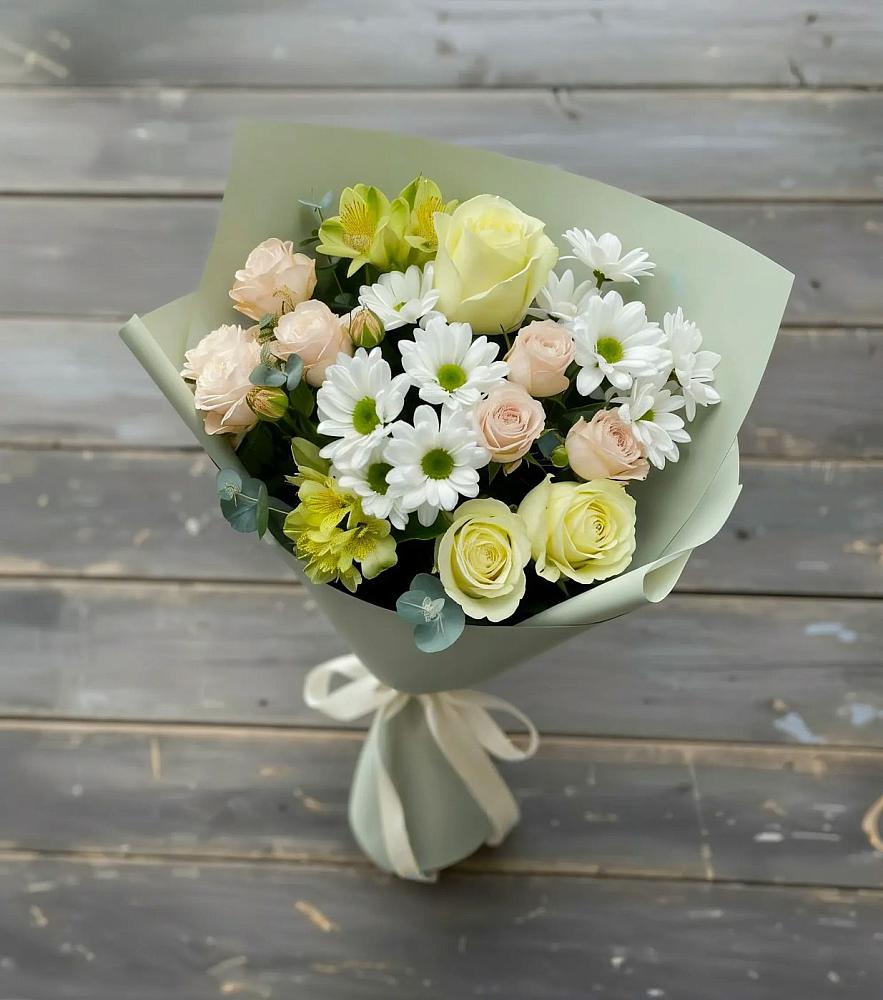 Букет цветов из: Альстромерии, Розы и Хризантемы в Ахты