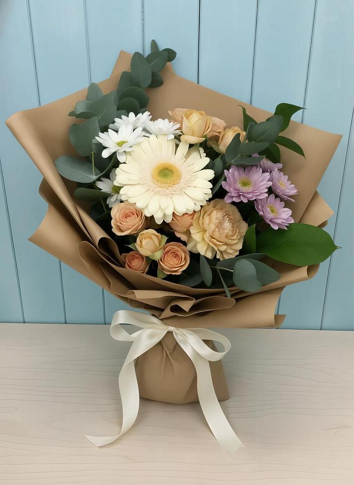 Букет цветов из: Герберы и Хризантемы в Ахты