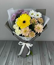 Букет цветов из:  Розы, Герберы и Хризантемы в Ахты