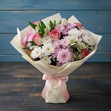 Букет цветов из:  Хризантемы, Альстромерии и Розы в Ахты