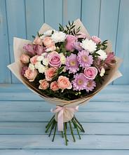 Букет цветов из:  Хризантемы, Розы и Альстромерии в Ахты