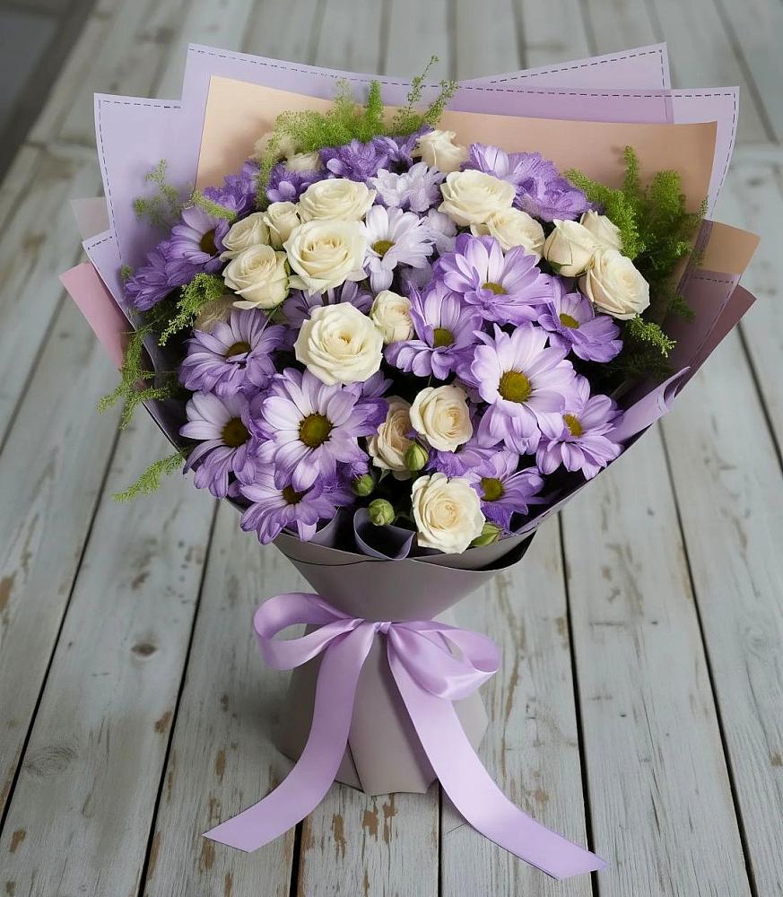 Букет цветов из: Хризантемы и Розы в Ахты